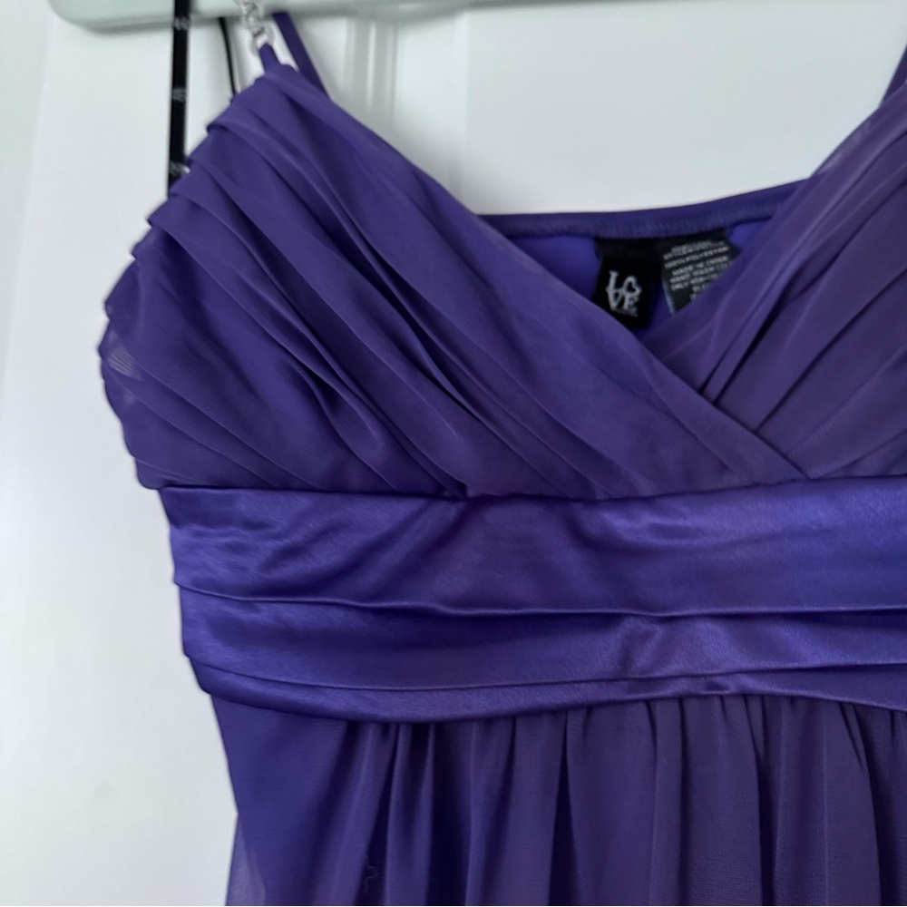 Elegant Purple Sleeveless Silver Chain Dress M
